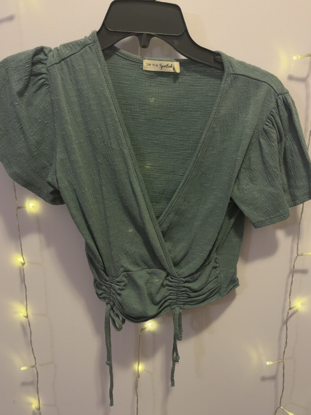 Ruched Sage Green Wrap Crop Top by Splendid